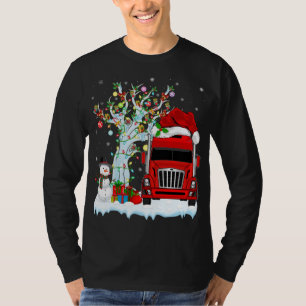 Red Lastbil Julafton Träd Lighting Santa Hat Red L T Shirt