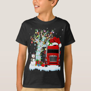 Red Lastbil Julafton Träd Lighting Santa Hat Red L T Shirt