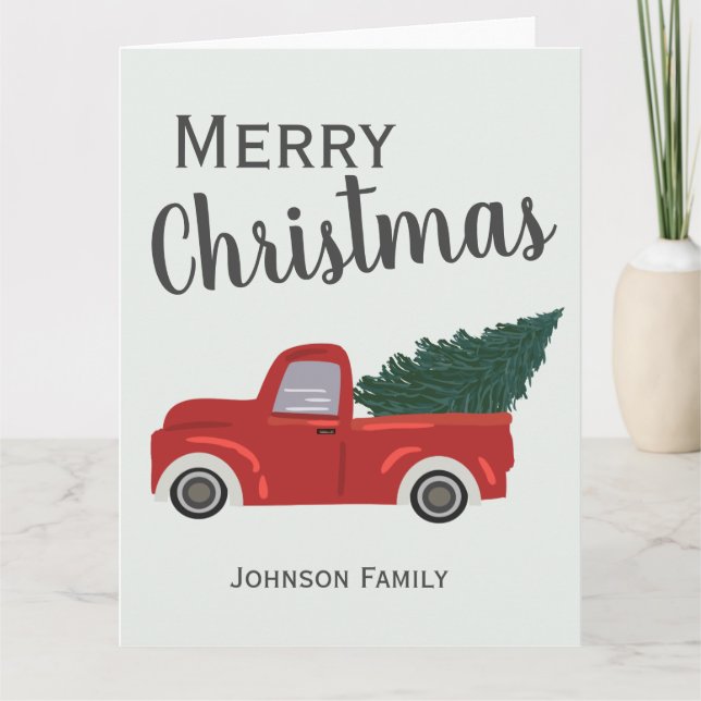 Red lastbil Julgran Kort (Framsida)