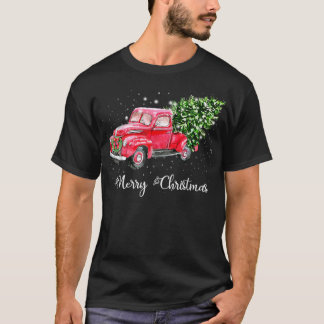 Red Lastbil Julgran Vintage Pickupa Lastbil T Shirt
