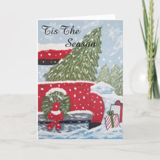 Red lastbil julkort helgkort