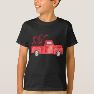 Red lastbil med buffalo-hjärtpil kärlek Vale T Shirt