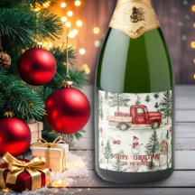 Red Lastbil med gåvor och Snögubbe