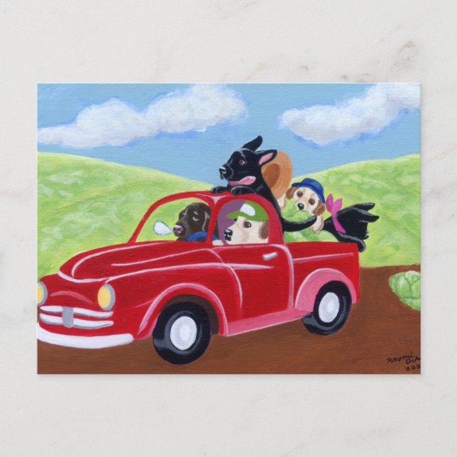 Red Lastbil och Labs Vykort (Framsida)