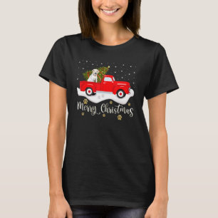 Red Lastbil Riding Labrador Retriever och jul T Shirt