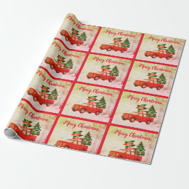 Red Lastbil Vintage Rustic Retro God jul Presentpapper