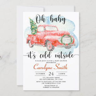 Red Lastbil Winter Baby Shower-inbjudan Inbjudningar