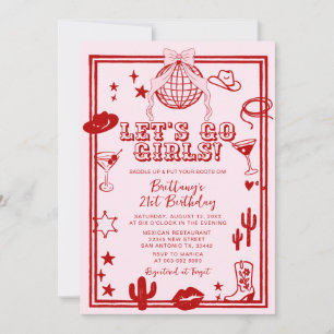 Red Låt oss Go Flick kalas-inbjudan Inbjudningar