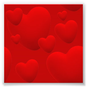 RED LAYERED 3D HEARTS KÄRLEK MOTIVATIONAL SWEETHE FOTOTRYCK