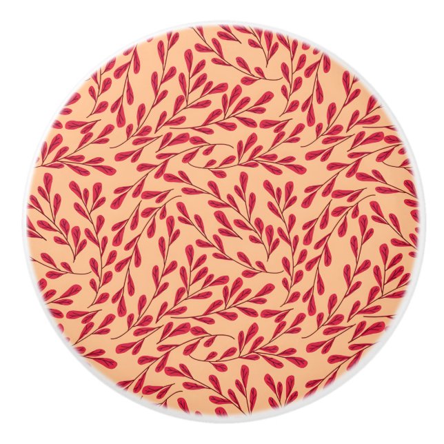  Red Leafy Branches Seamless Pattern Knopp (Framsidan)