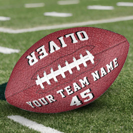 Red Leather Print Player Namn Team Number