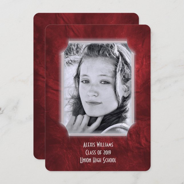 Red Leather Studenten Inbjudan (Fram/baksida)