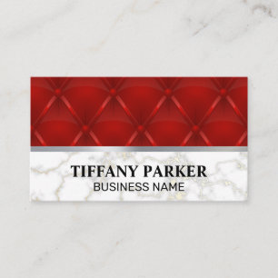 Red Leather Upholster Marble Metallic Trim Visitkort