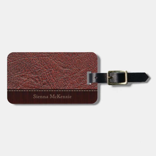 Red Leather-utseende Bagagebricka (Horisontell Framsida)