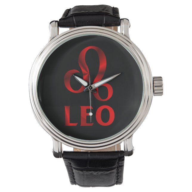 Red Leo Symbol Armbandsur (Framsida)