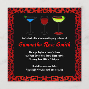 Red Leopard Animal Print Bachelorette Party Inbjud Inbjudningar