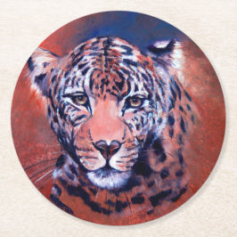 Red Leopard Coaster Underlägg Papper Rund