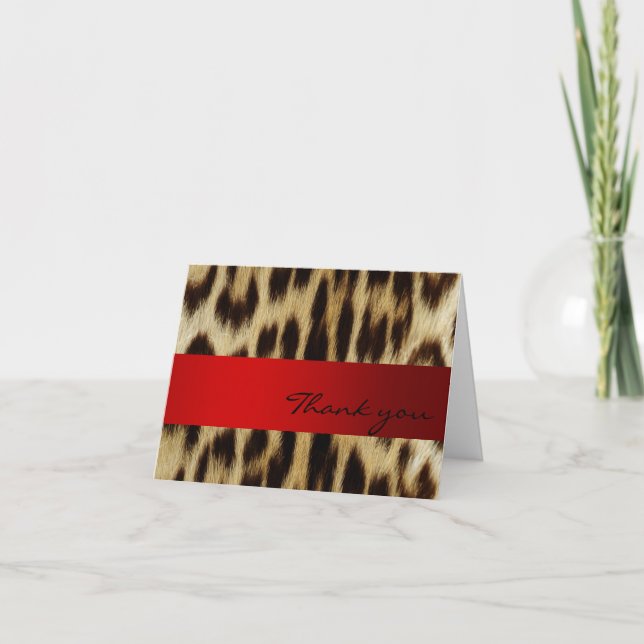 Red Leopard Monogram Rand Tackkort (Framsida)