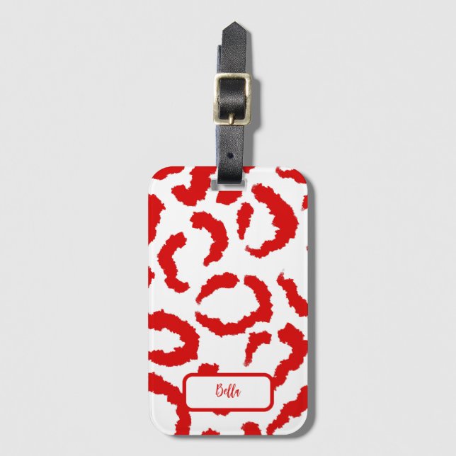 Red Leopard Mönster Bagagebricka (Framsida vertikal)