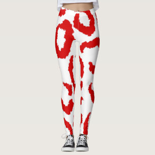 Red Leopard Mönster Leggings