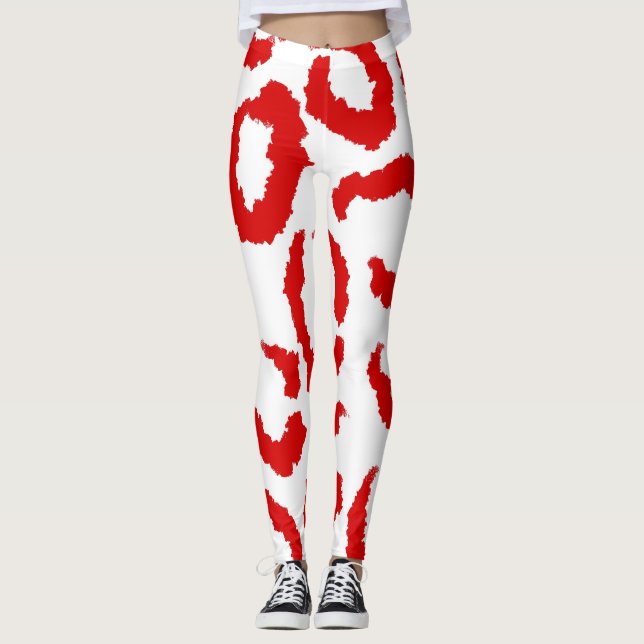 Red Leopard Mönster Leggings (Framsida)