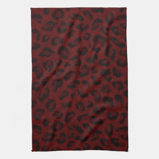 Red Leopard Print Kitchen Towel Kökshandduk (Vertikal)