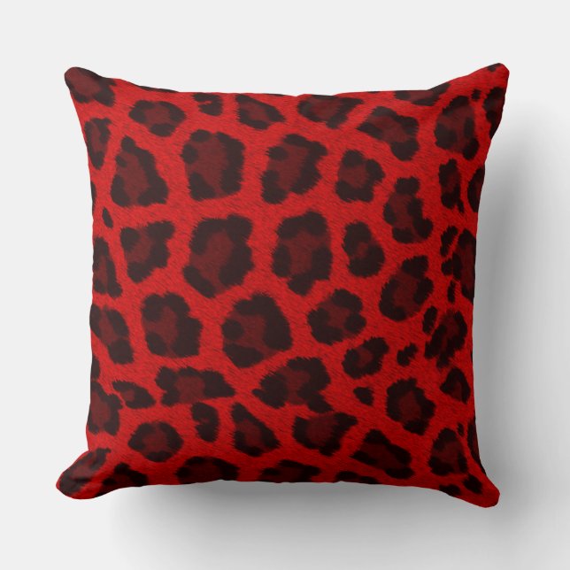 Red Leopard Print Kudde (Framsida)