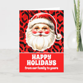 Red leopard Print Retro Jultomten jul Helgkort