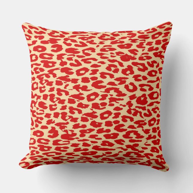 Red Leopard Print Skin Kudde (Framsida)