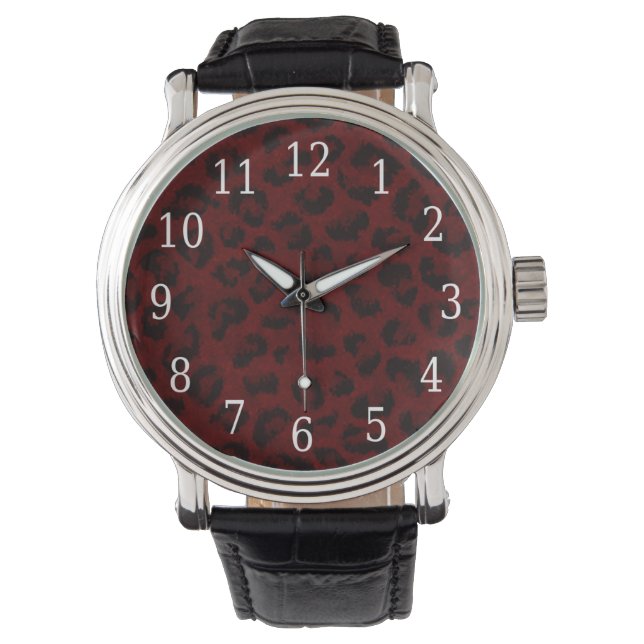 Red Leopard Print Watch Armbandsur (Framsida)