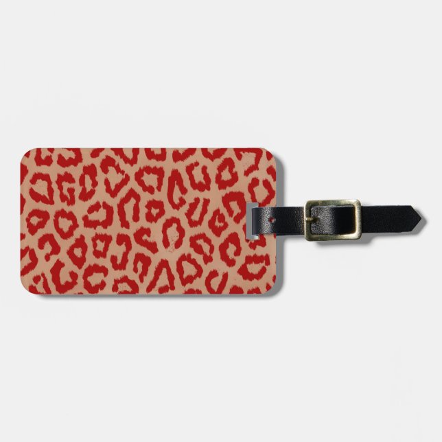 Red Leopard Skin Art Bagagebricka (Horisontell Framsida)