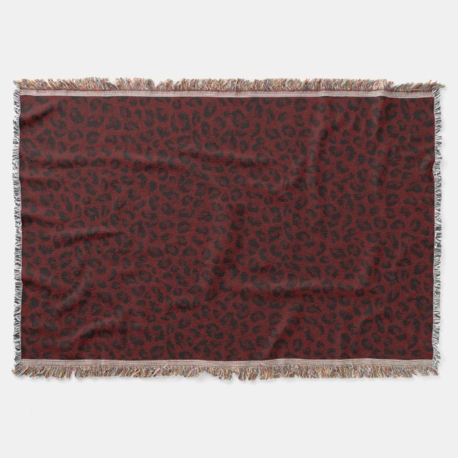 Red Leopard Skin Throw Blanket Filt (Framsidan)