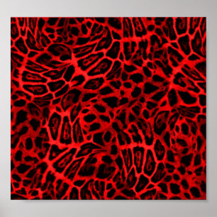 RED LEOPARD WOBBLE MÖNSTER BAKGRUND TAPET POSTER