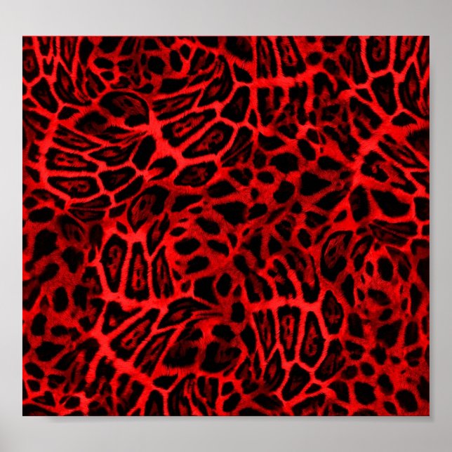 RED LEOPARD WOBBLE MÖNSTER BAKGRUND TAPET POSTER (Framsidan)