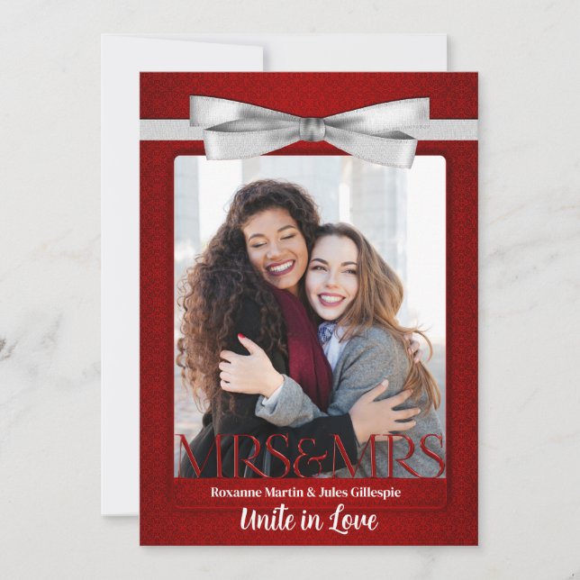 Red Lesbisk Gay Two Brides Bröllop Inbjudningar (Framsida)