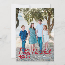 Red Lettered Feliz Navidad Photo julkort