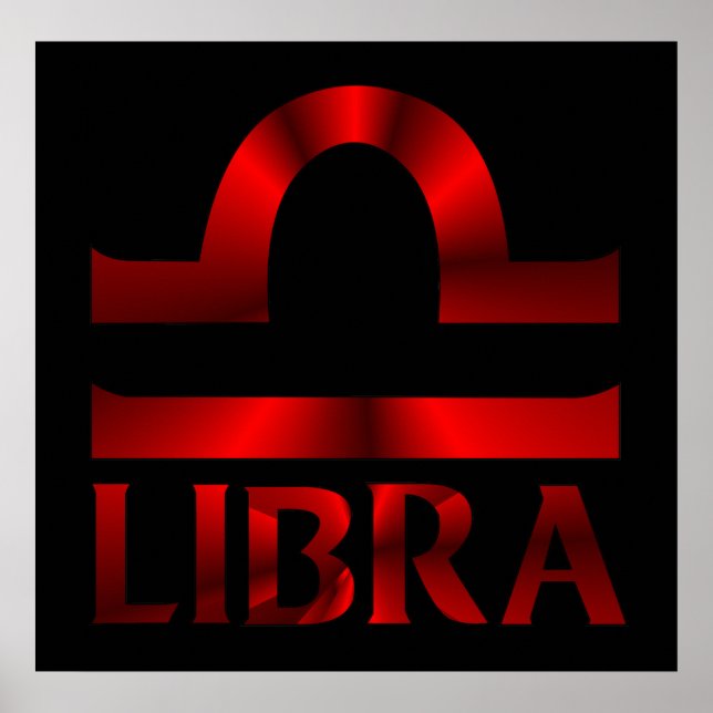 Red Libra Horoscope Symbol Poster (Framsidan)