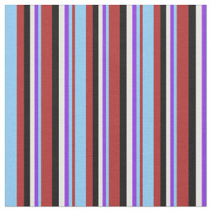 Red, Light Himlar Blue, Lila, White & Black Linjer Tyg