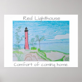 Red Light House vid Beach Poster