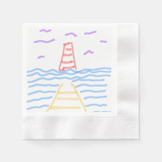 Red Lighthouse och YellowPier-Pappersservett Pappersservett (Framsidan)