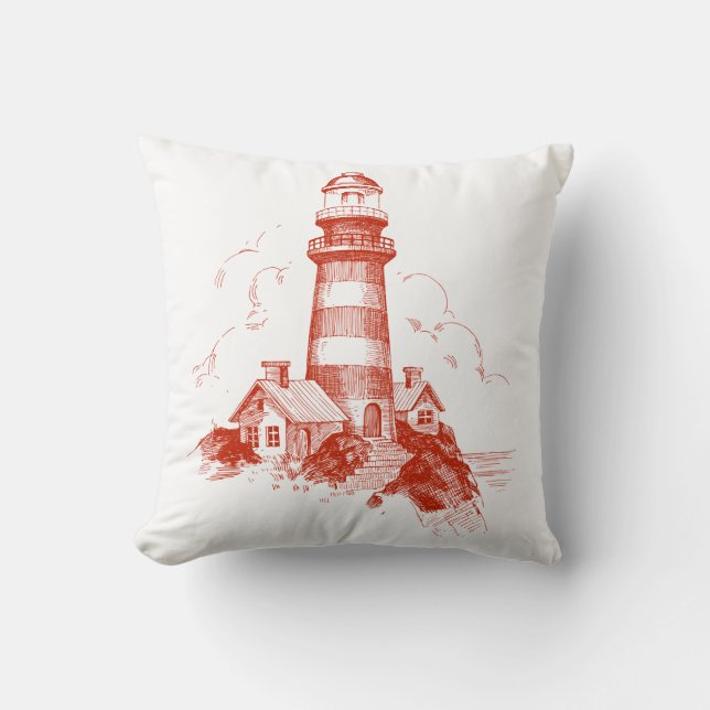 Red Lighthouse Pillow Kudde (Framsida)