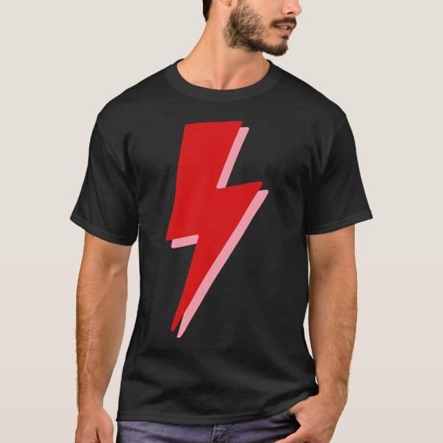 Red Lightning Bolt Sticker T Shirt (Framsida)