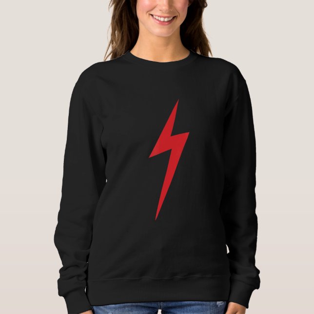 Red Lightning Electric Bolt Storm Graphic T Shirt (Framsida)