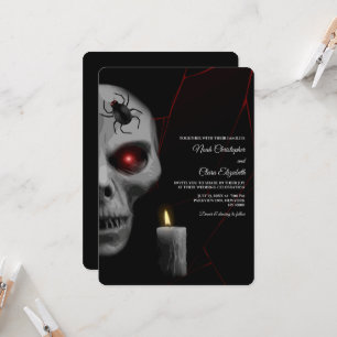 Red Lightning Skull Gothic Candle Halloween-Mörk Inbjudningar