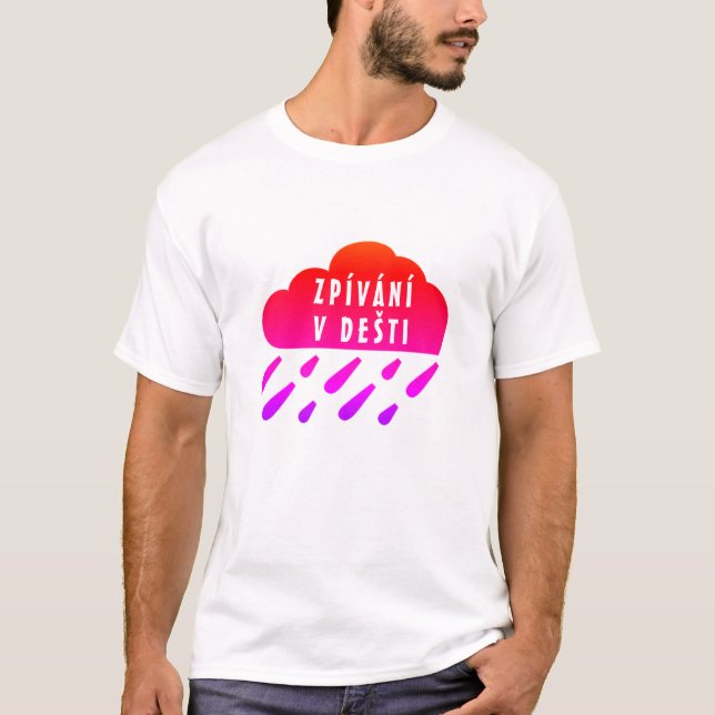 Red lila Moln och Czech ord Zpívání v dešti T Shirt (Framsida)