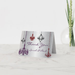 Red Lila & Silver Chandelier Tack Kort