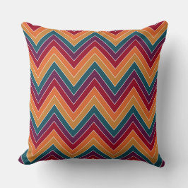 RED LILA TEAL ORANGE GULT ZIG ZAG LINJER KUDDE