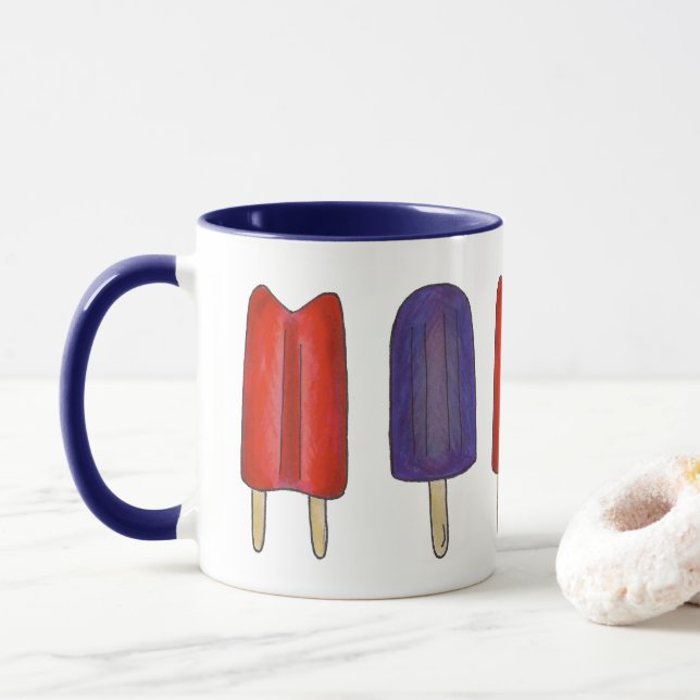 Red Lila Twin Pop Popsicle Ice Lolly, sommar Mugg (Med munk)