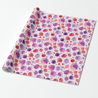 Red & Lila Watercolor polka dots Presentpapper