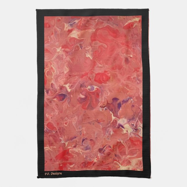 Red Lila White Abstrakt Black Acrylic Kökshandduk (Vertikal)